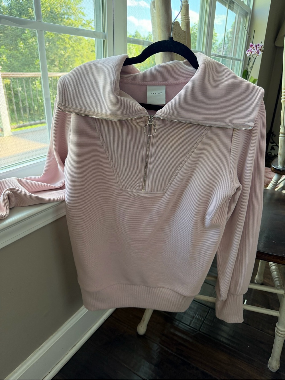 Varley Pale Pink Half-Zip Funnel Neck Pullover